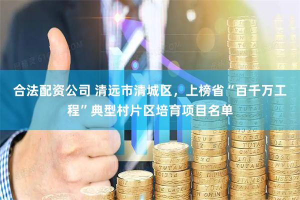 合法配资公司 清远市清城区，上榜省“百千万工程”典型村片区培育项目名单